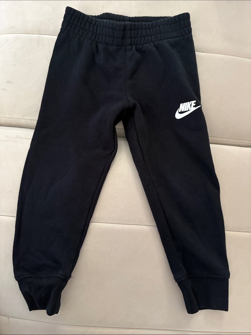 Nike Kids Black Jogger Sweatpants with White Swoosh